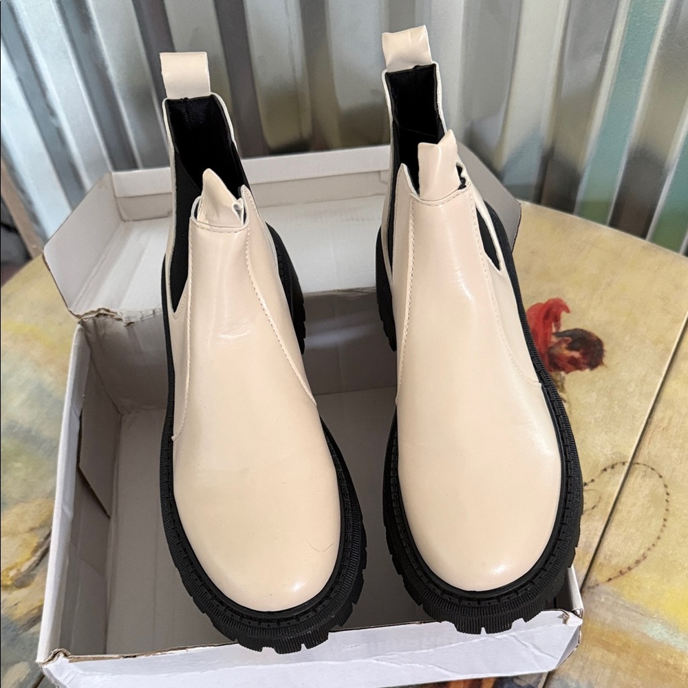 Cream Chelsea Boots